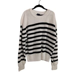 Gap Women's Woven Crewneck Sweater Black White Size XL